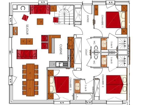 Chalet-appartement Dame Blanche 28 (combinatie 2x 14) personen met twee sauna's