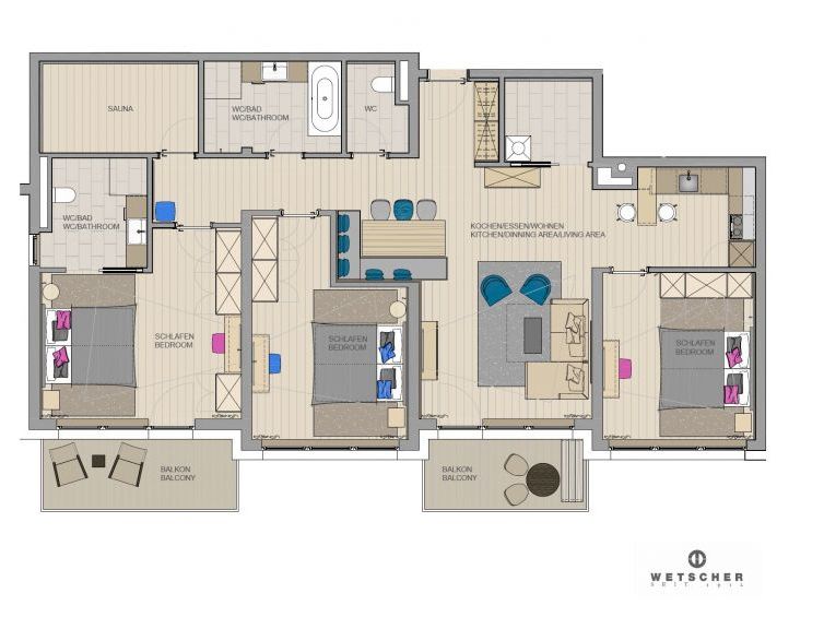 Appartement Postresidenz Edelweiss met privé-sauna