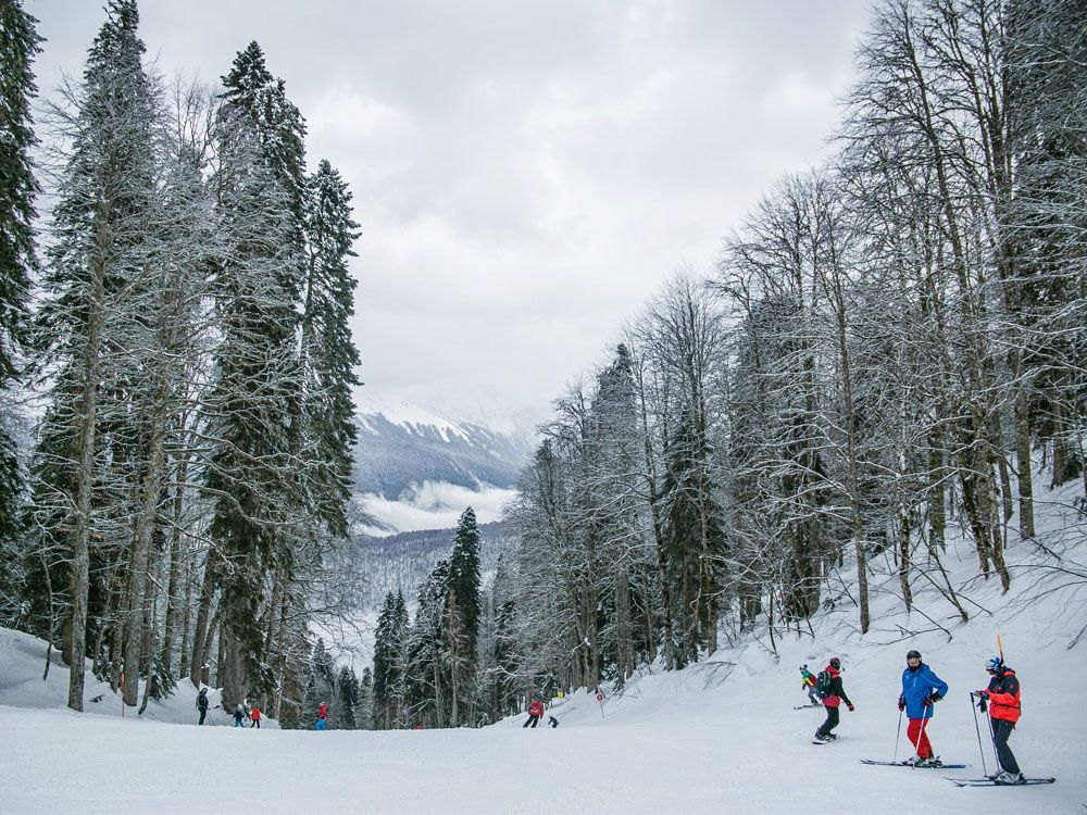 Skiers op piste
