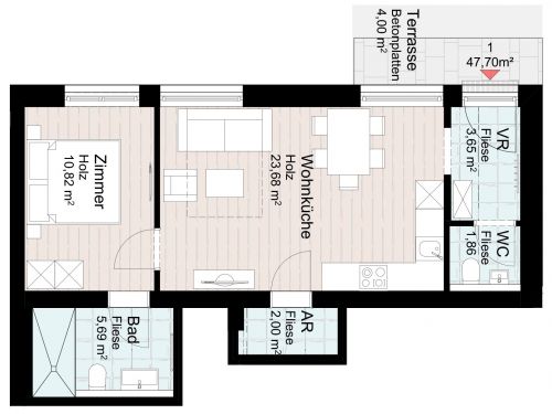 Appartement Kristall Plaza Niederau Type A - 2-4 personen