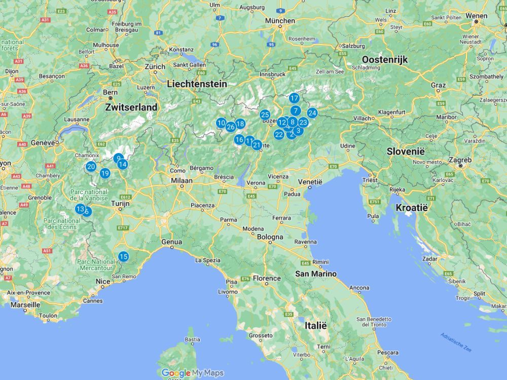 De skigebieden van Italië overzichtelijk op een kaart - Chalet.be