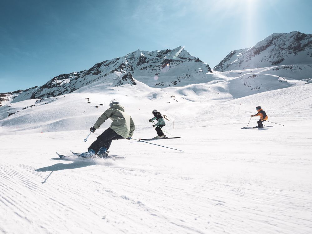 Ski&euml;n in Les Arcs drie ski&euml;rs